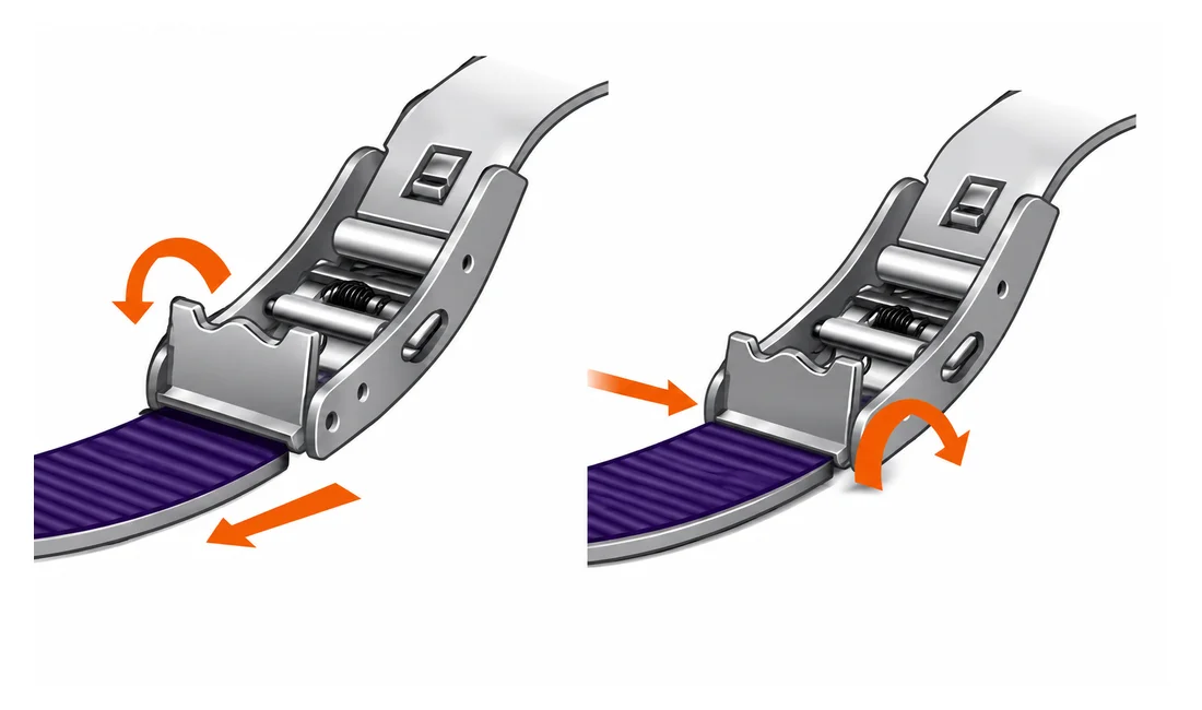 Diagram showing the clasp being flipped open